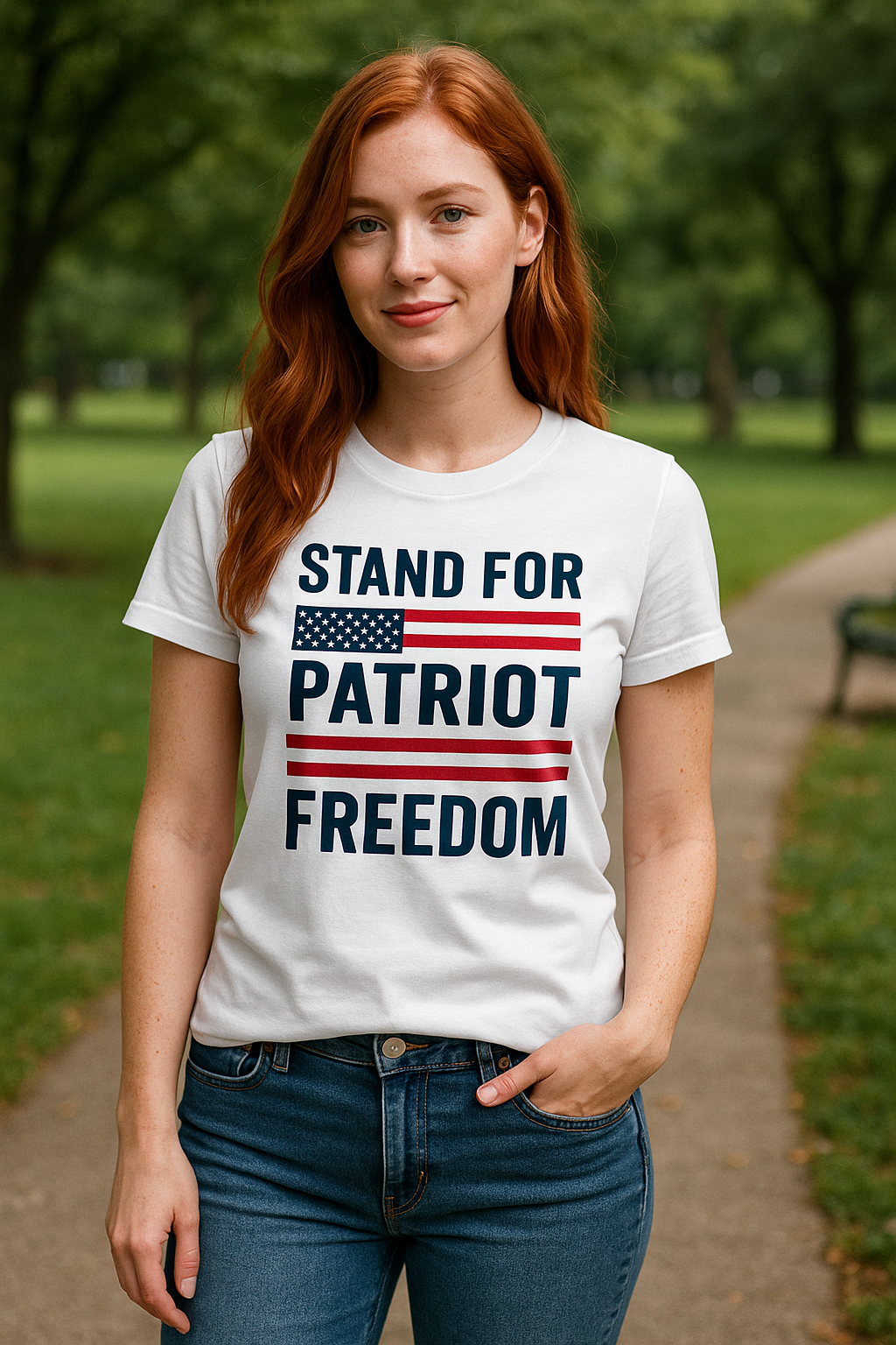 Stand for Freedom patriotic t-shirt front view - conservative American apparel