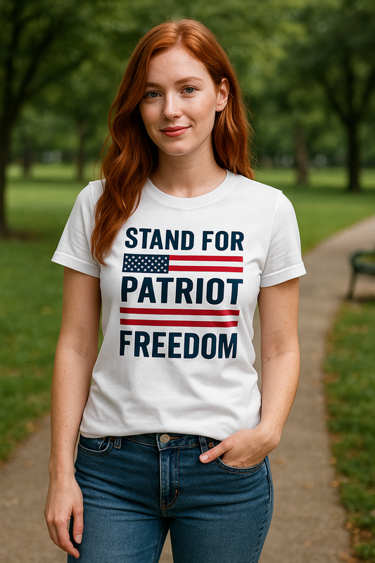 Stand for Freedom patriotic t-shirt front view - conservative American apparel