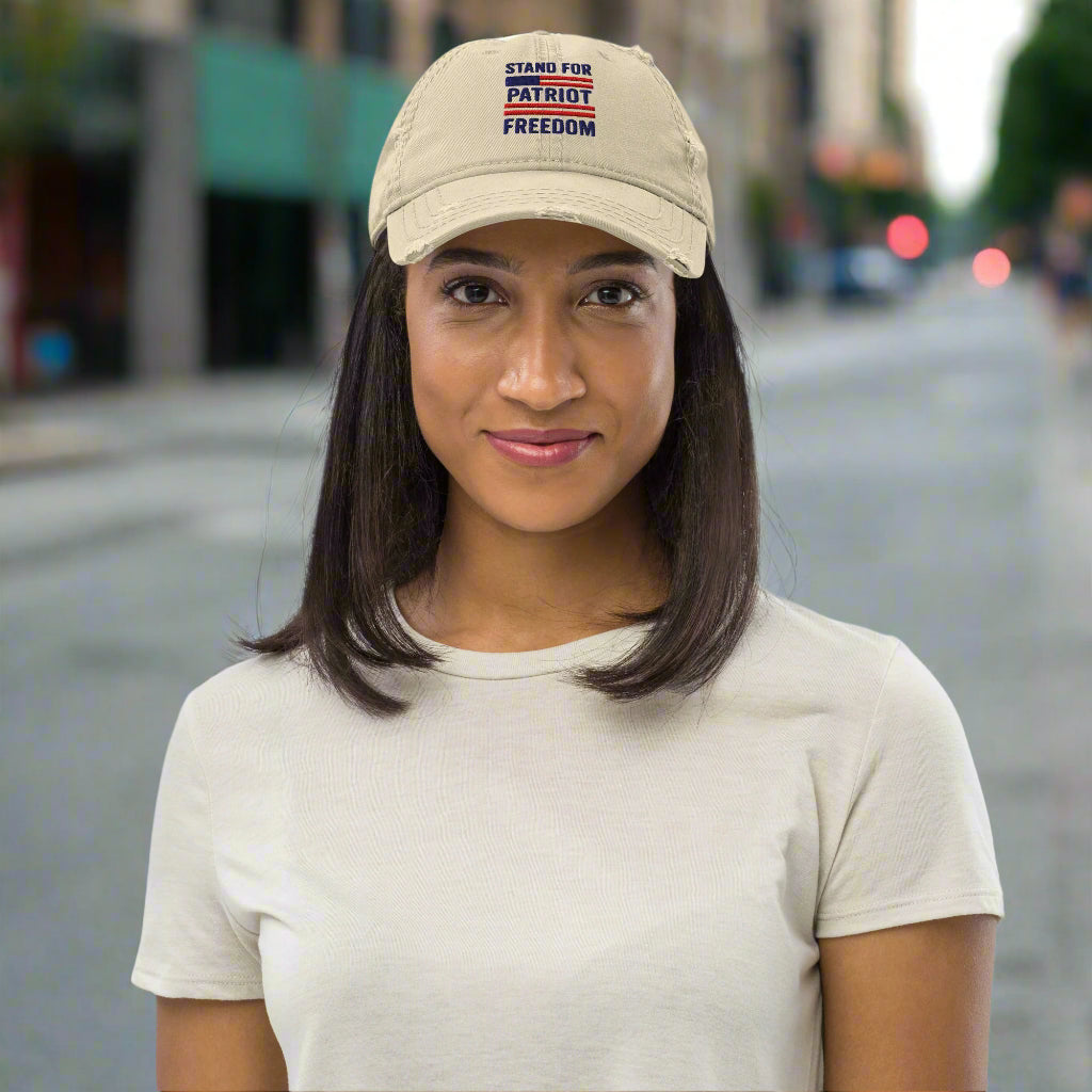 Stand For Freedom patriotic dad hat front view - adjustable conservative cap