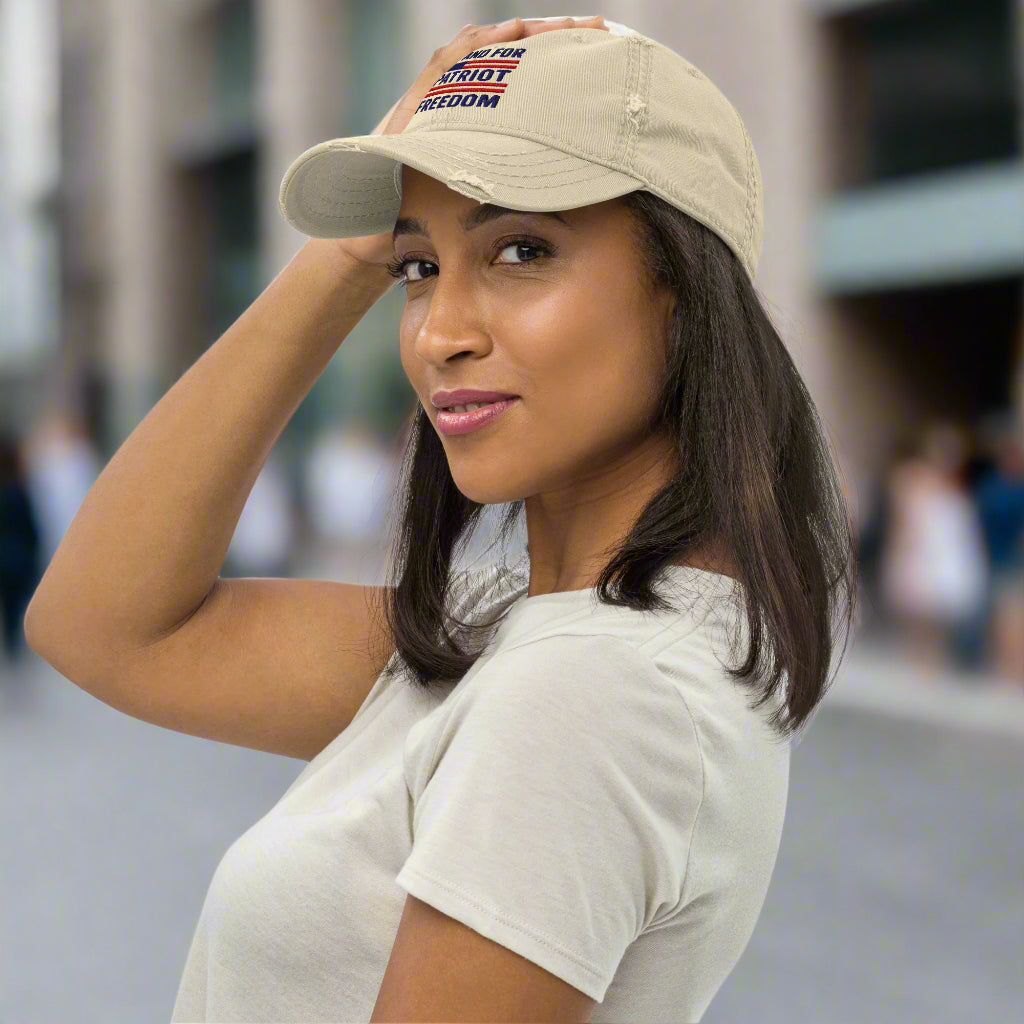 Stand For Freedom patriotic dad hat front left view - adjustable conservative cap