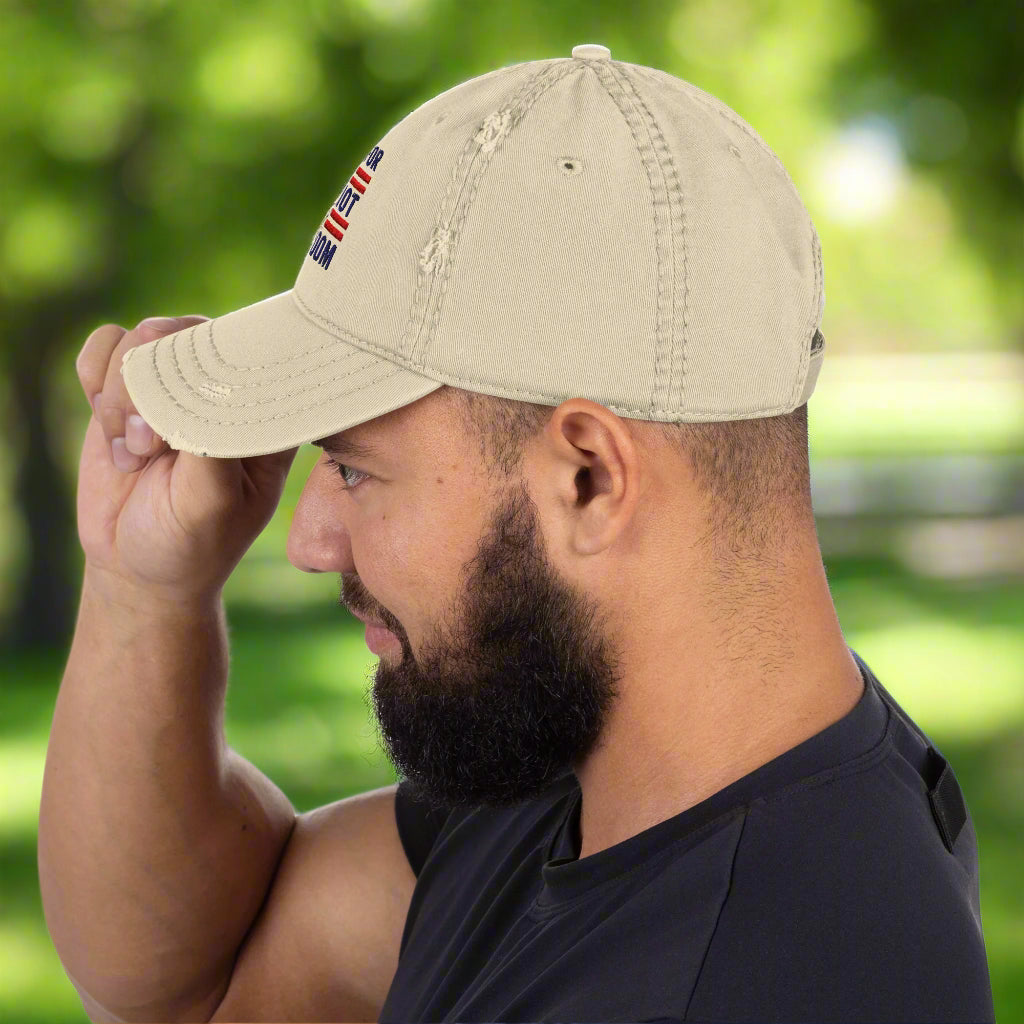 Stand For Freedom patriotic dad hat left side view - adjustable conservative cap