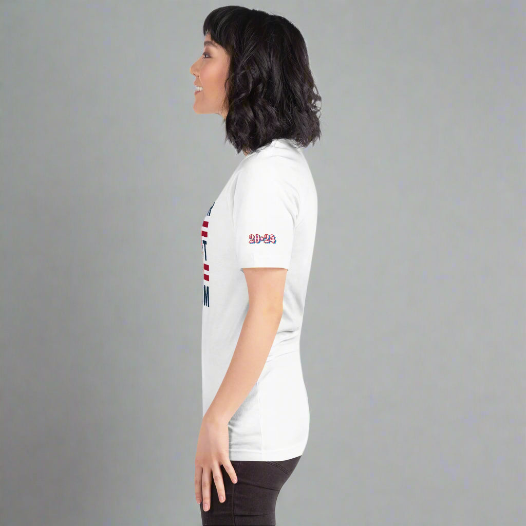 Stand for Freedom patriotic t-shirt left sleeve design - conservative American apparel