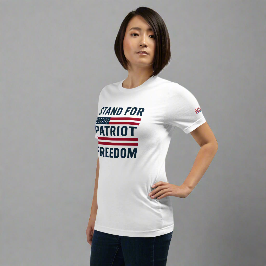 Stand for Freedom patriotic t-shirt left front design - conservative American apparel