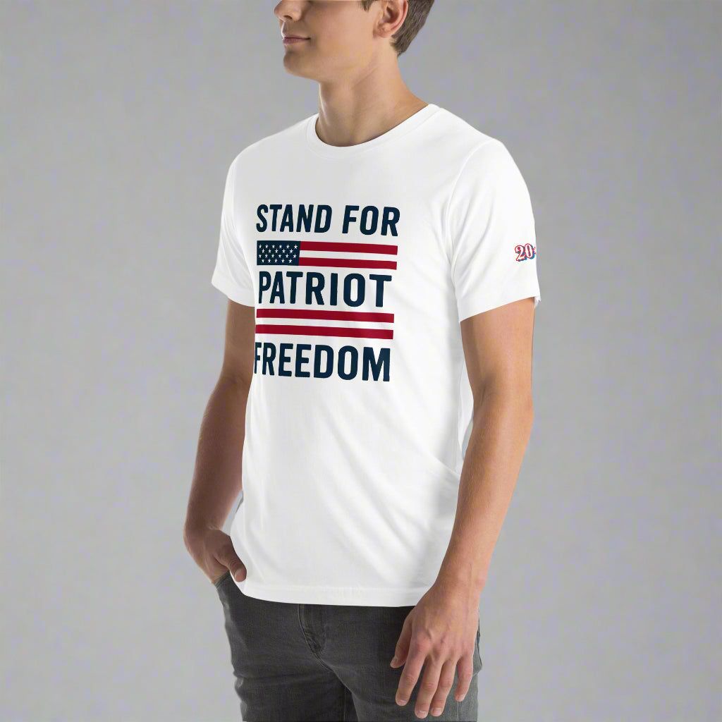 Stand for Freedom patriotic t-shirt left front design - conservative American apparel