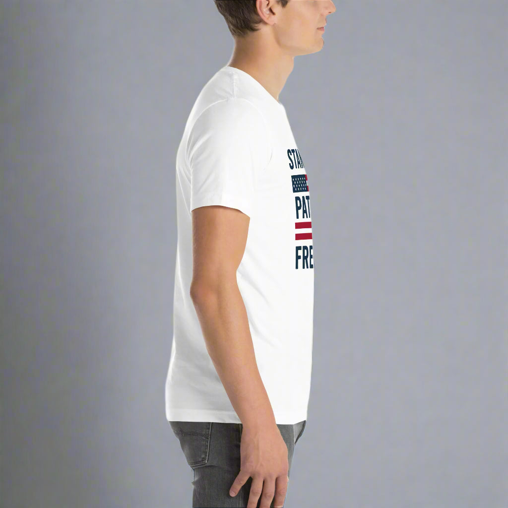 Stand for Freedom patriotic t-shirt right sleeve design - conservative American apparel