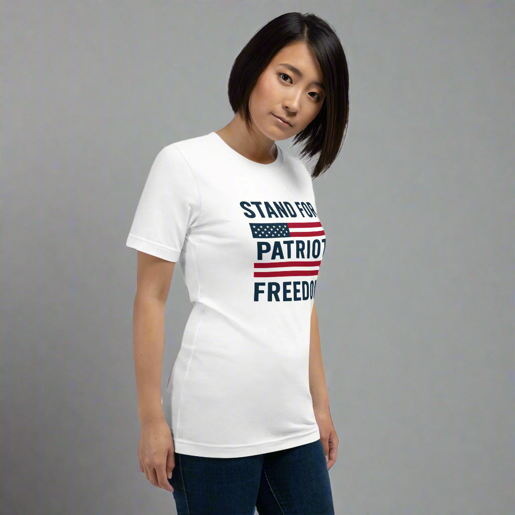 Stand for Freedom patriotic t-shirt right front design - conservative American apparel