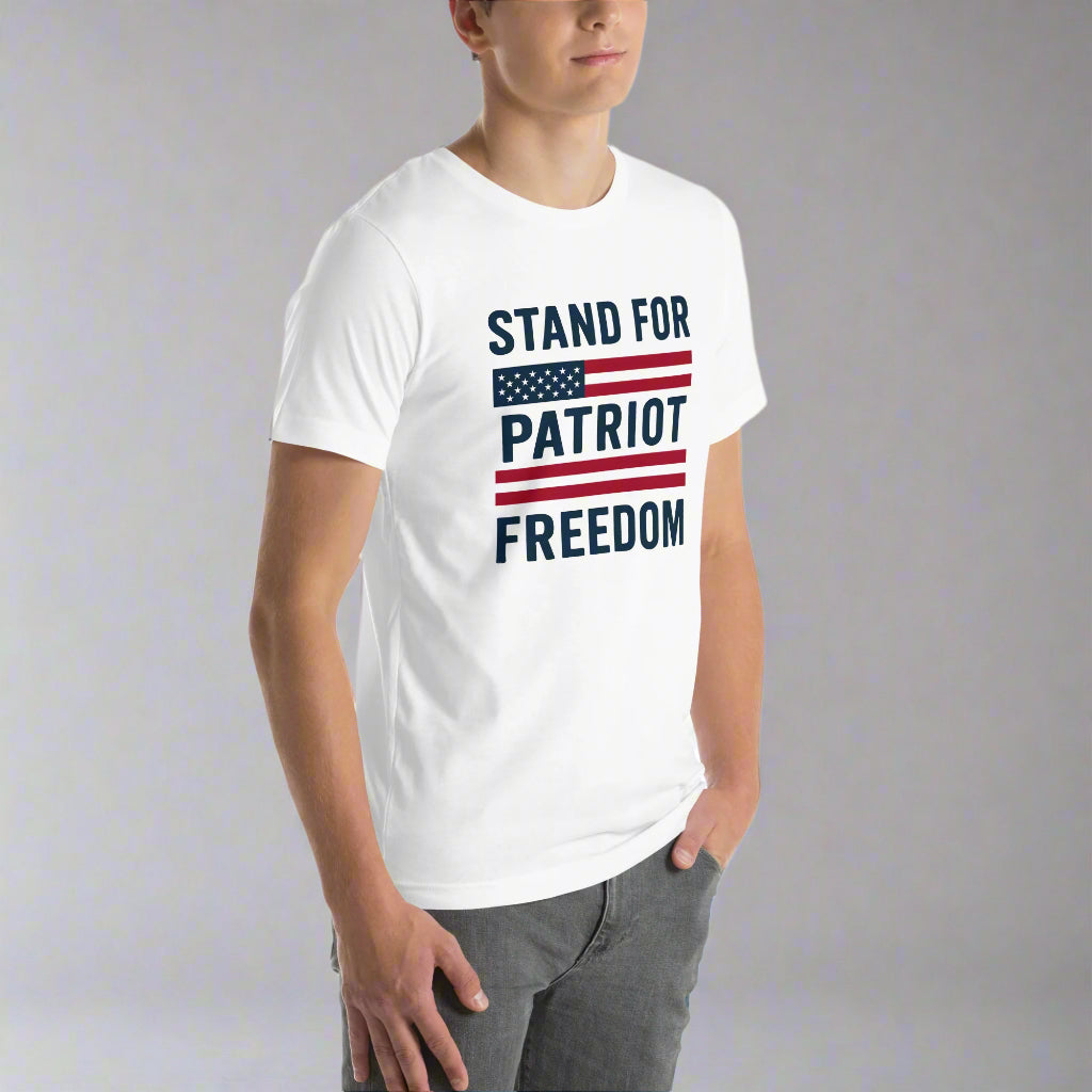 Stand for Freedom patriotic t-shirt right front design - conservative American apparel